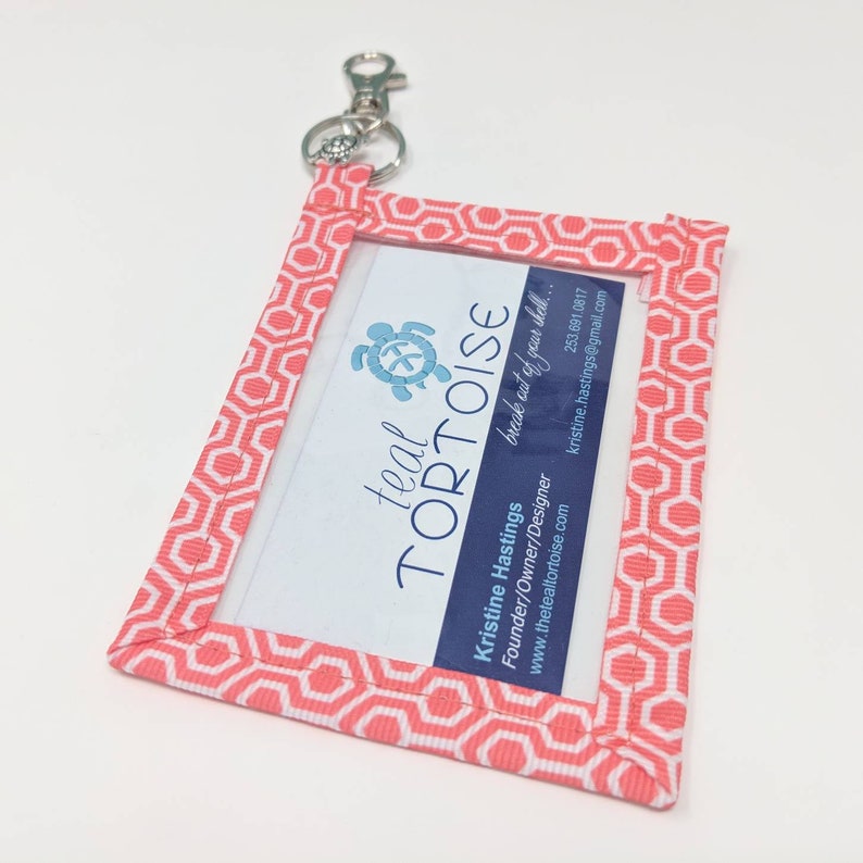 Standard size Keyring Business Card Holder Clear Pouch in Vertical or Landscape on Key Ring Business Card Case