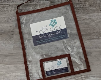 Large Catalog Holder - 11"x9" - Catalog Holder - Clear Catalog Pouch with Business Card pocket and strap