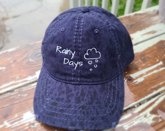 Rainy Days Distressed Hat