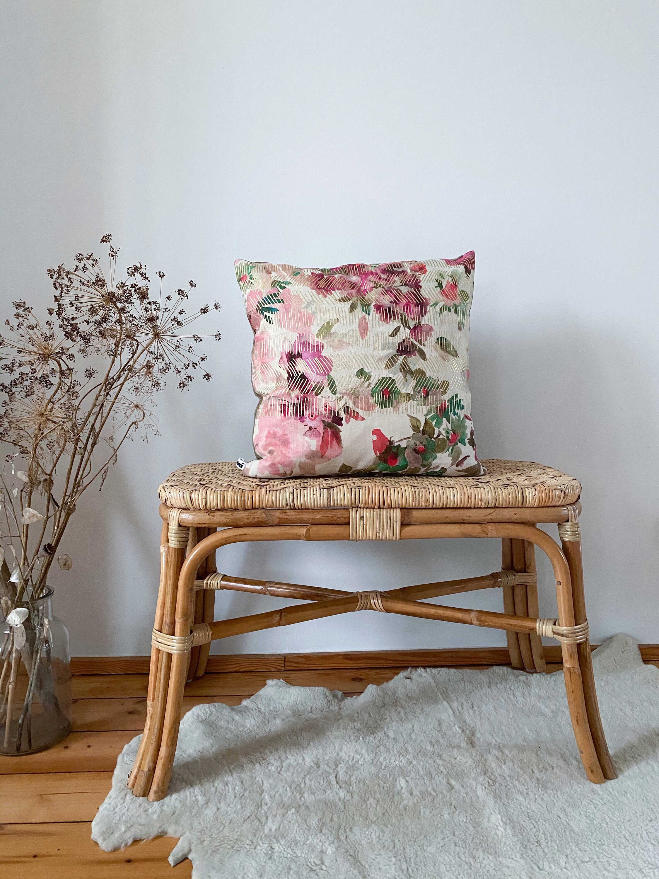 Coussin d'oreiller, Coussin de Fleur, Imprimé en Or, Motif Or