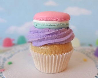 Fake Cupcake Handmade Cotton Candy Macaron Purple Decor Fake Food Kitchen Display