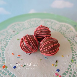 Truffle Fake Cake Pop Set Chocolate with Strawberry Pink Drizzle Props image 1