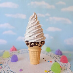 Fake Ice Cream French Vanilla Swirl Pastel Pink Cone Photo Prop Decor