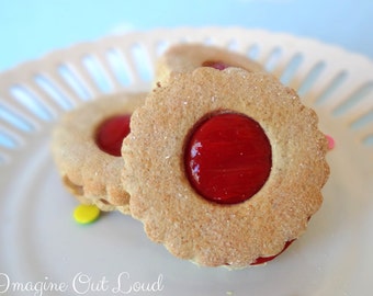 Fake Cookies Cherry Red Circle Sandwich Linzer Tart Set of 3
