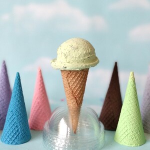 Fake Ice Cream Sugar Waffle CONE COLOR CHOICE Single Mint Chocolate Chip Faux Prop