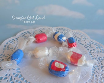 Fake Candy Faux Candies Patriotic Salt Water Taffy Bowl Fillers Display Food Prop Decor