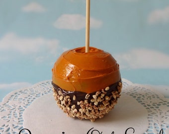 Faux Fake Realistic Caramel Apple with Nuts and Chocolate Home Decor Photo Prop