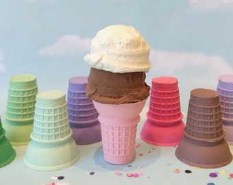 Fake Ice Cream: Double Scoop Chocolate and Vanilla, Flat Cake Cone
