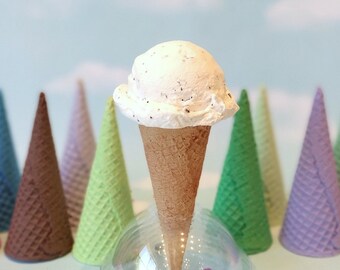 Fake Ice Cream Sugar Waffle Cone: Cookies and Creme Faux Food Prop