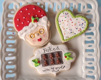 Fake Sugar Cookie Set of 3 Handmade Faux Christmas Holiday Baking Mrs. Claus