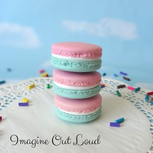 Fake Macarons 2&quot; Set Faux Macaron Pink Aqua Artificial Food Cookie Prop