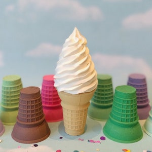 Fake Ice Cream Faux Cone Realistic Vanilla Soft Serve swirl on Vanilla Cone
