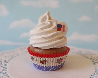 Fake Cupcake Red White and Blue USA Flag