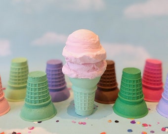 Fake Ice Cream: Double Scoop Pink, Cake CONE COLOR CHOICE
