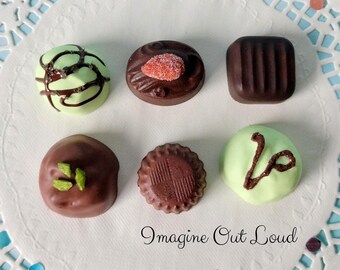 Fake Chocolate Candy Set: Pistachio Nut Valentine Faux Bon Bons Truffles Prop Decor