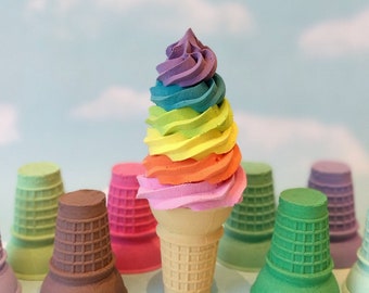 Cono de helado falso, helado suave arcoíris - Accesorio para fiesta de unicornios
