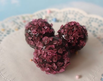 FAUX Truffle Fake Cake Pop Set Chocolate Pink Sugar Crystal Props