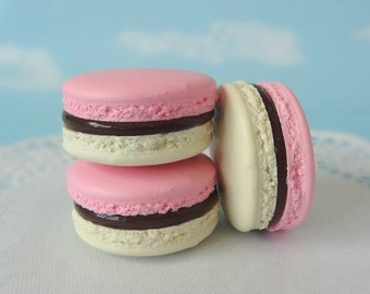 Fake Macarons 2" Set Faux Macaron Neapolitan Artificial Food Cookie Prop