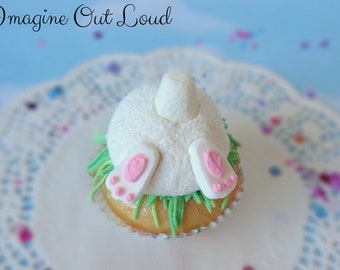 Faux Cupcake fait à la main Pâques Printemps Faux Vanille Fondant Lapin Butt Rabbit Home Decor