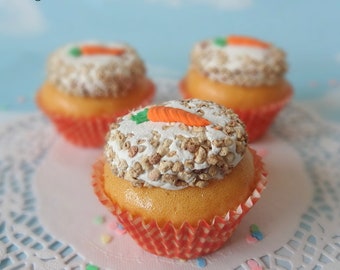 Fake Cupcake SINGLE Handmade Easter Spring Carrot Cake Nuts and Carrot