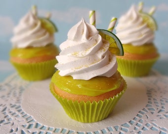Fake Cupcake SINGLE  Faux Key Lime Cream Handmade Artificial Food Prop