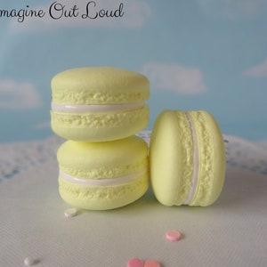 Fake Macarons 1.5&quot; Set Faux Macaron Yellow Artificial Food Cookie Prop