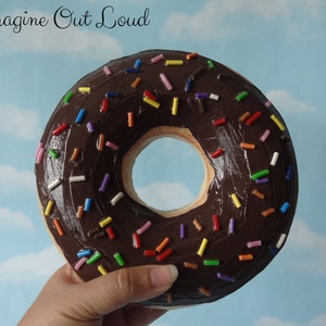GIANT 7.5&quot; Faux Donut Handmade Chocolate with Sprinkles Fake Doughnut 3D Wall Art Sculpture