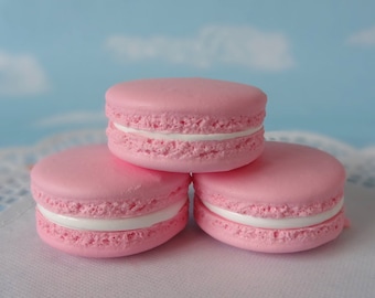 Fake Macarons 2" Set Faux Macaron Pink Artificial Food Cookie Prop