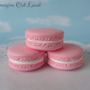 Fake Macarons 2&quot; Set Faux Macaron Pink Artificial Food Cookie Prop