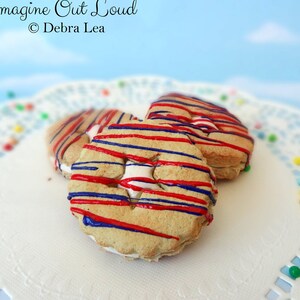 Fake Cookies Patriotic Red and Blue Star Sandwich Linzer Set of 3