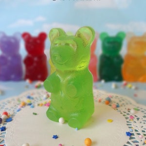 GIANT 4.5 INCH Fake Gummy Bear Candy LIME Paperweight Gift Candyland Centerpiece