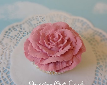 Fake Cupcake ROSE Handmade Spring Flower Garden Faux Tea Cake Pastel Valentine's day