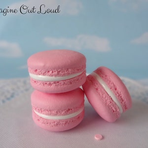 Fake Macarons 1.5&quot; Set Faux Macaron Pink Artificial Food Cookie Prop