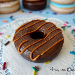 4&quot; Fake Donut Chocolate with Caramel Drizzle Doughnut Faux Food Prop Sculpture Display Decoration