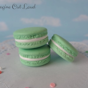 Fake Macarons 2&quot; Set Faux Macaron Light Green Artificial Food Cookie Prop