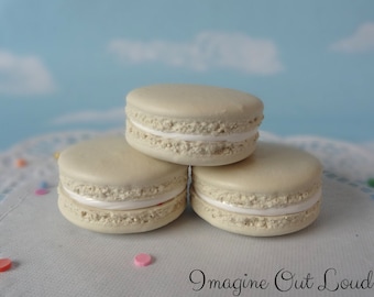 Fake Macarons 2" Set Faux Macaron Vanilla Artificial Food Cookie Prop