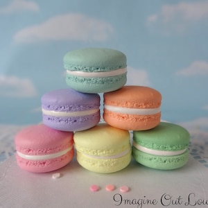 Fake Macaron SIX Flavor Set Faux Cookies 1.5&quot; Food Prop Photo Pastel Kitchen Decor