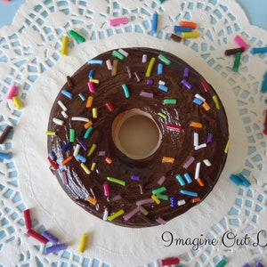 4&quot; Fake Donut Chocolate Frosted Rainbow Sprinkles Doughnut Faux Food Prop Sculpture Display Decoration