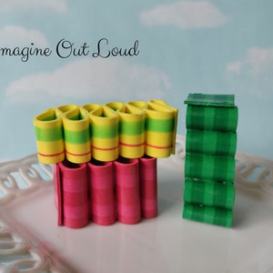 Fake Ribbon Candy Christmas Realistic Hand Painted Green Red Yellow