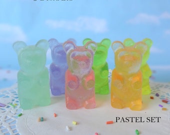 LARGE 2.7 INCH Pastel Set of SIX Fake Gummy Bear Candy Faux