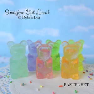 LARGE 2.7 INCH Pastel Set of SIX Fake Gummy Bear Candy Faux