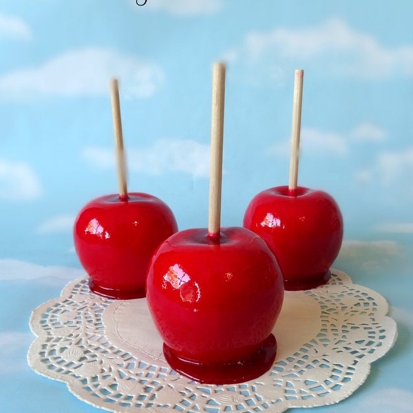 Fake Realistic Candied Apple Red Faux Decor Photo Food Prop