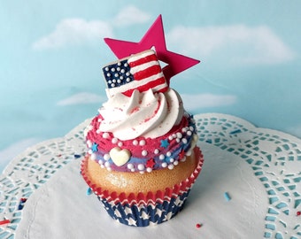 Fake Cupcake: Red, White, Blue Patriotic Decor