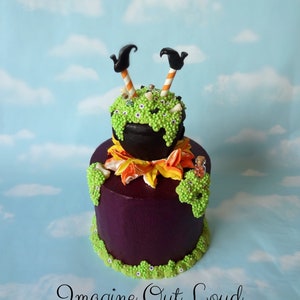 Fake Cake Centerpiece Faux Halloween Witch Boots Cauldron Potions Display Art Piece Prop OOAK