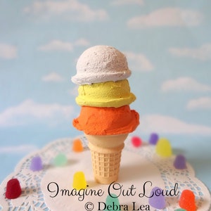 Sorvete falso Faux TRIPLE Scoop Halloween Doce Milho Bolo Cone Comida Foto Adereço Presente Decoração