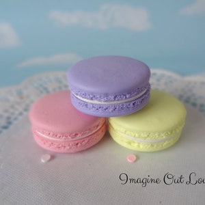 Fake Macarons 2&quot; Set Faux Macaron Pink Purple yellow Artificial Food Cookie Prop