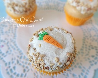 Fake Cupcake Handmade Easter Spring Carrot Cake Cupcake with Nuts and Carrot