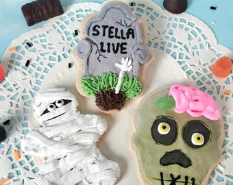 Fake Sugar Cookie Halloween Set of 3 Handmade Faux Mummy, Zombie