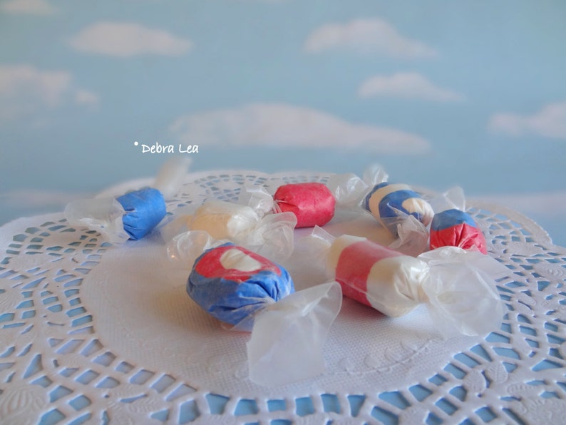 Fake Candy Faux Candies Patriotic Salt Water Taffy Bowl Fillers Display Food Prop Decor image 3