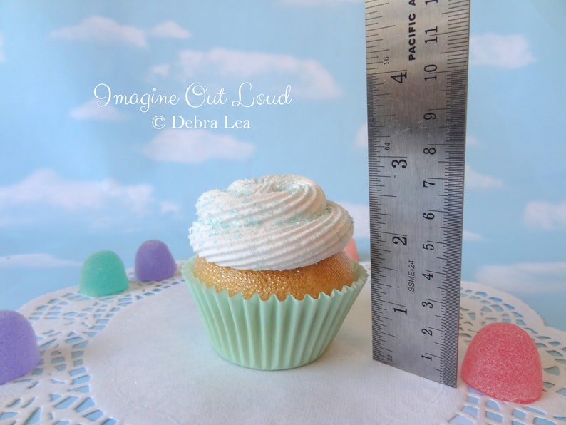 Fake Cupcake Pastel Aqua Vanilla Photo Prop Kitchen Decor Favor